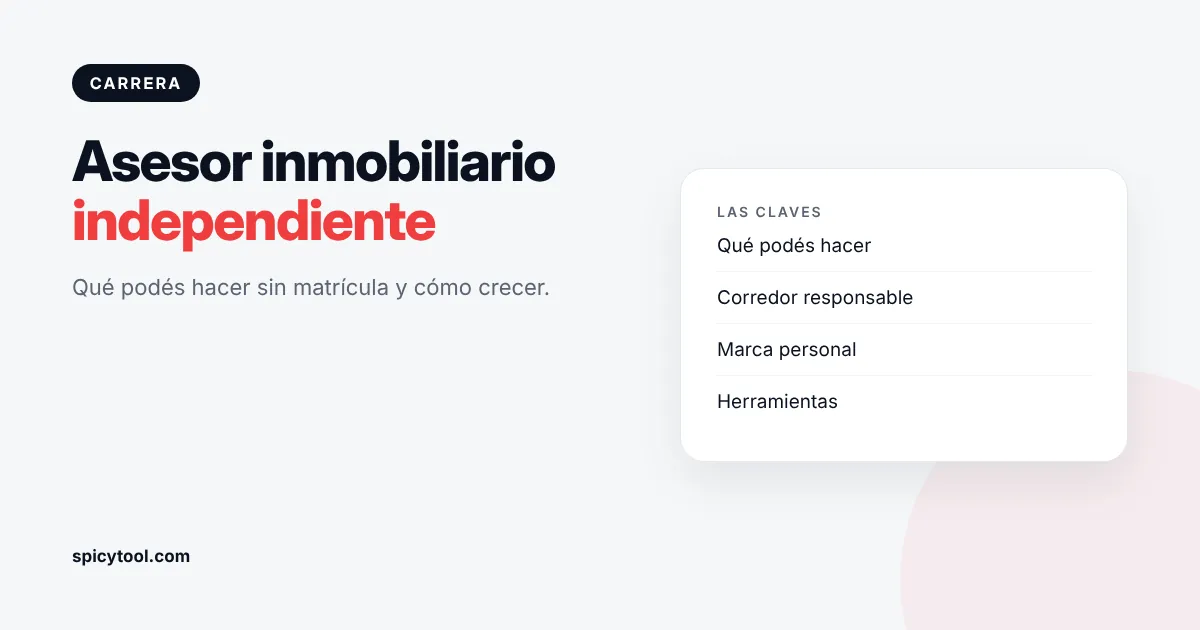 Asesor inmobiliario independiente trabajando junto a un corredor matriculado