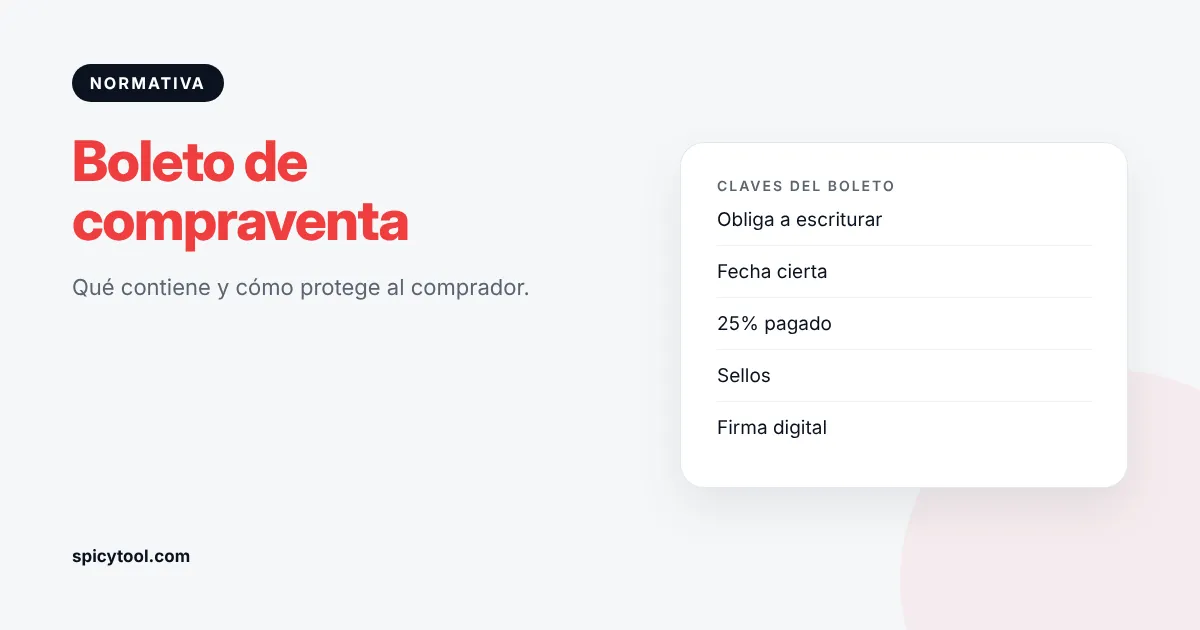 Boleto de compraventa firmado entre comprador y vendedor de un inmueble