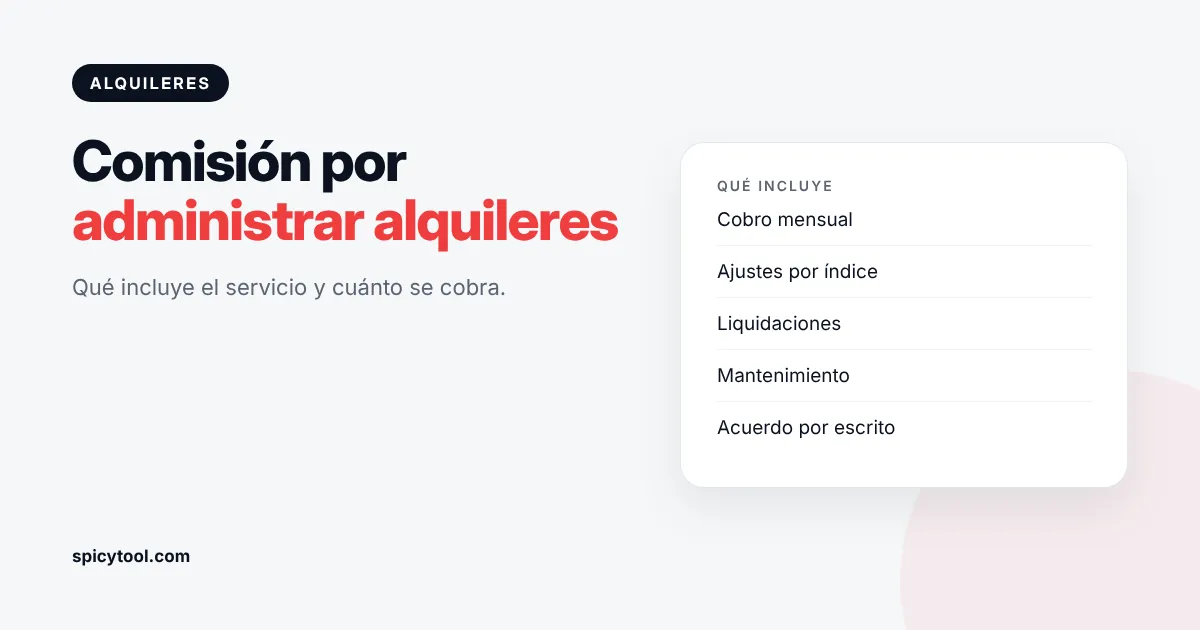 Liquidación mensual con la comisión de administración de alquileres descontada