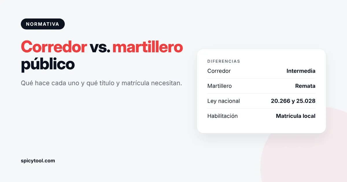 Diferencias entre corredor inmobiliario y martillero público