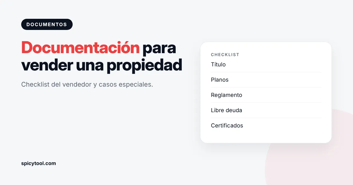 Carpeta con la documentación para vender una propiedad: escritura, planos y certificados