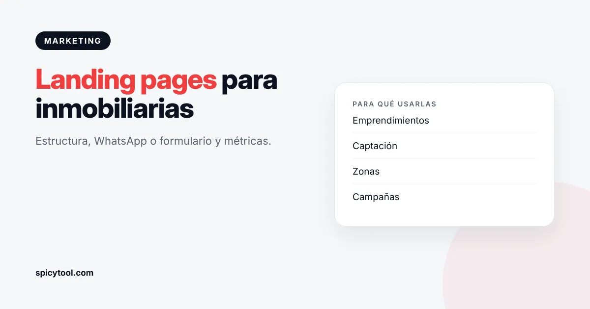 Ejemplo de landing pages para inmobiliarias con formulario y botón de WhatsApp