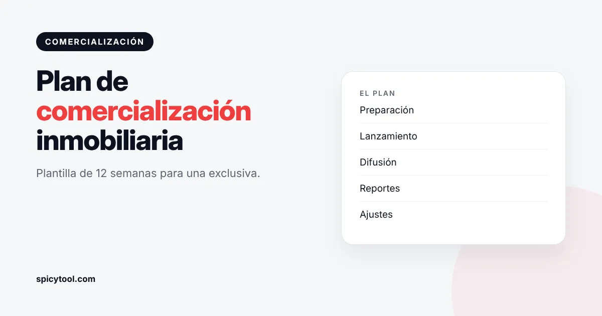 Calendario con el plan de comercialización inmobiliaria de una propiedad en exclusiva